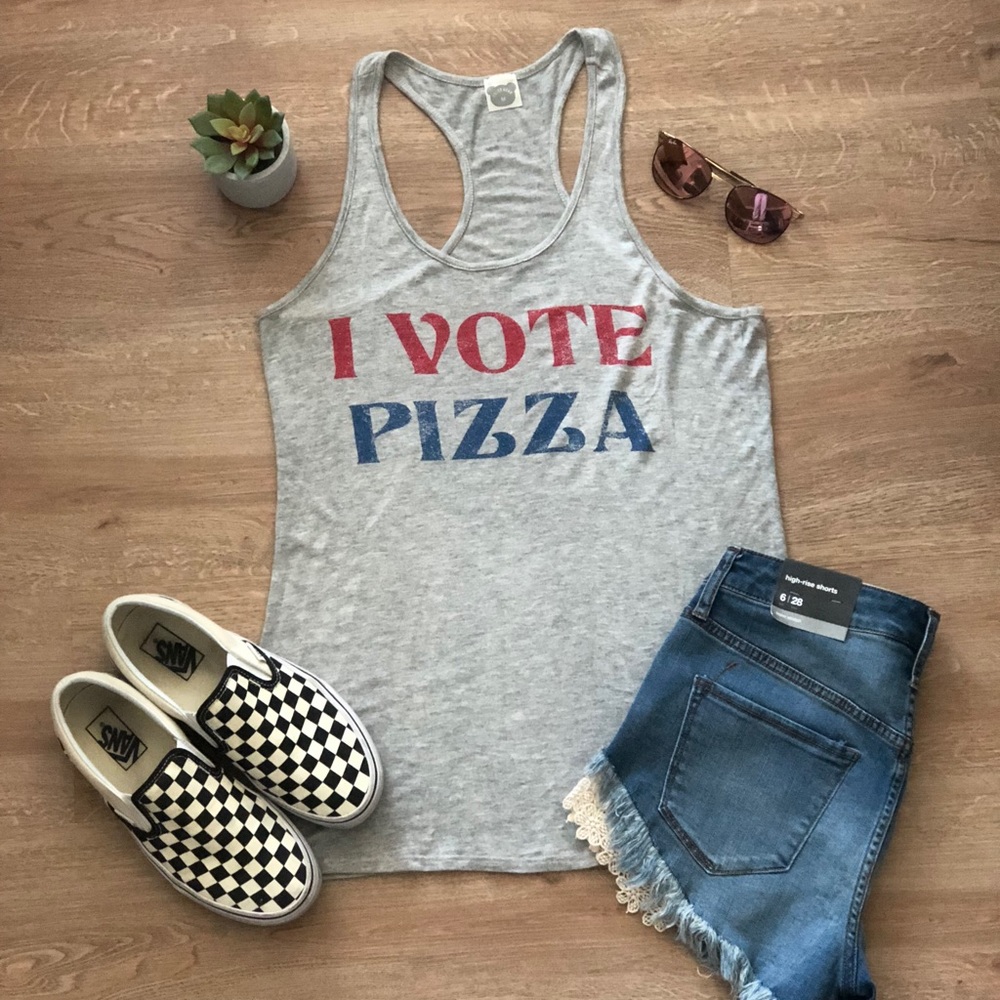 ๐ HP ๐ I Vote Pizza Tank Top - Picture 1 of 7